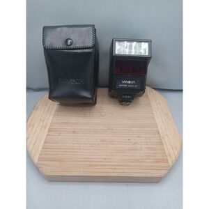 Minolta Maxxum 2800 AF Shoe Mount Flash w/ Black Case For Camera Tested Working